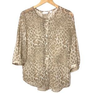 New York & Co Animal Print Sheer Blouse